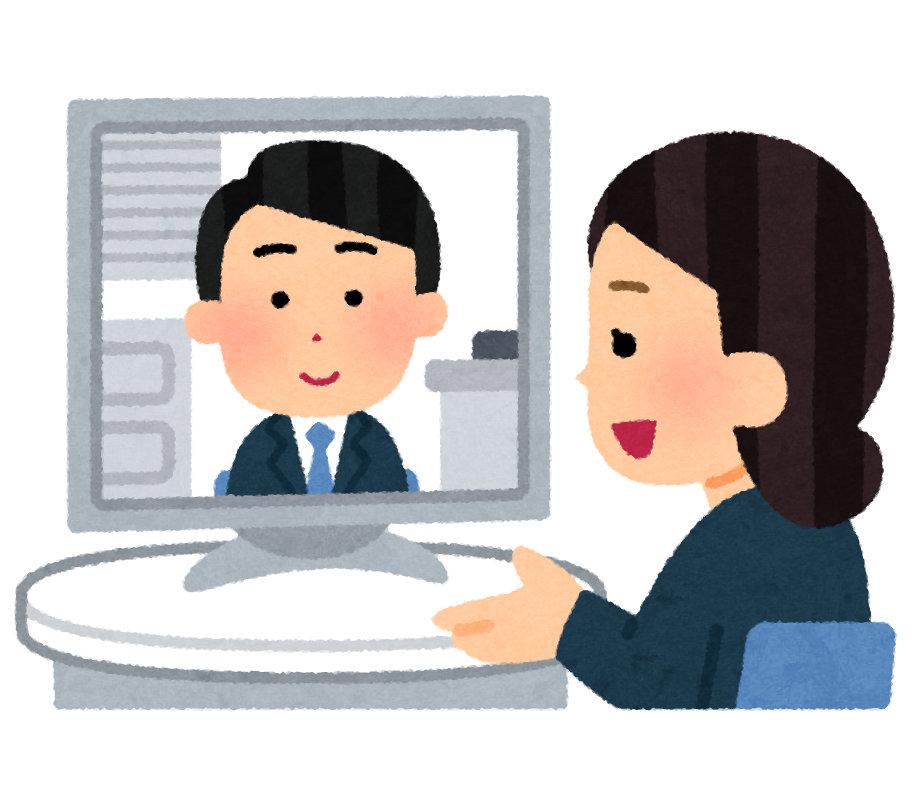 Zoomで会話する人の画像